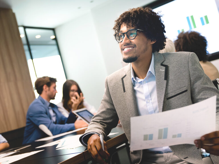 CFO discussing healthcare revenue integrity in a meeting